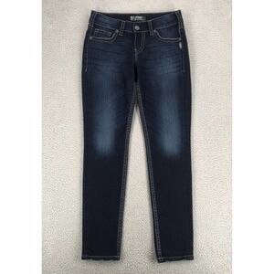 Silver Suki Mid Skinny Jeans Women W28 L29 Actual W30 L28.5 Distressed Dark Wash